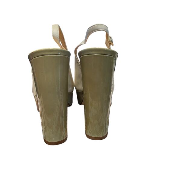 Kate Spade Green Cream Leather Slingback Peep Toe Platform Heels Size 9 AS IS - Picture 6 of 8